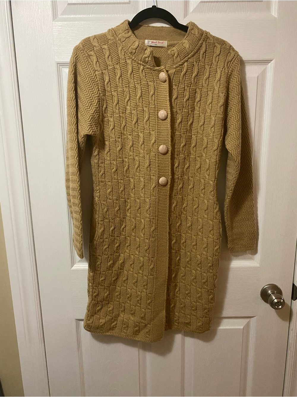 Vintage Cable Knit Long Cardigan Sweater - Mustard